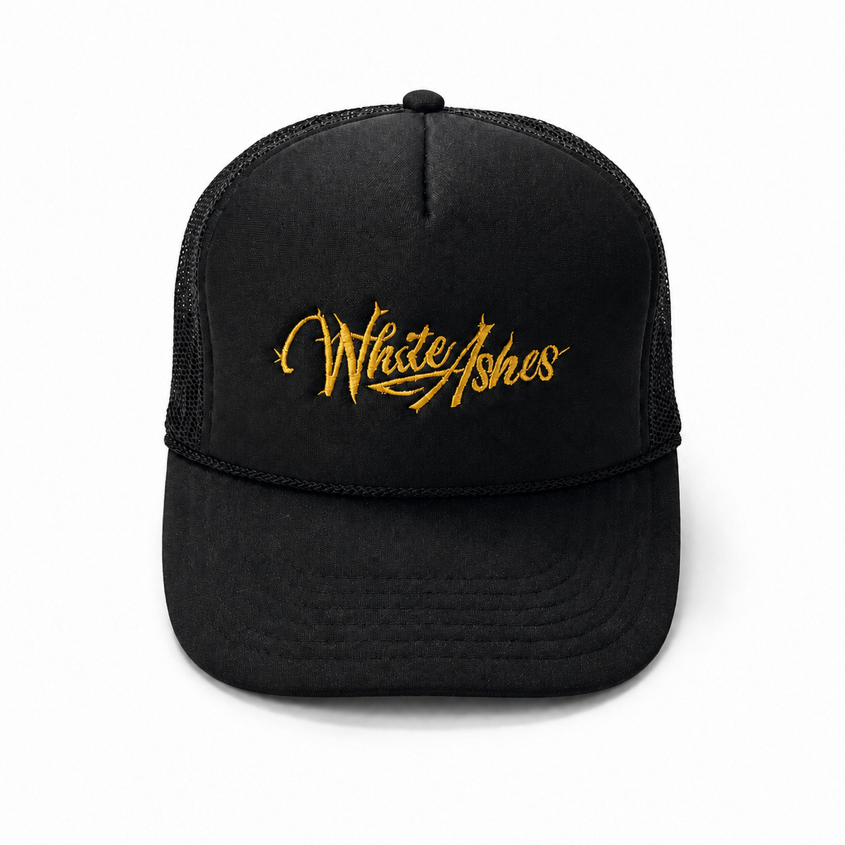 Black and gold White Ashes trucker hat