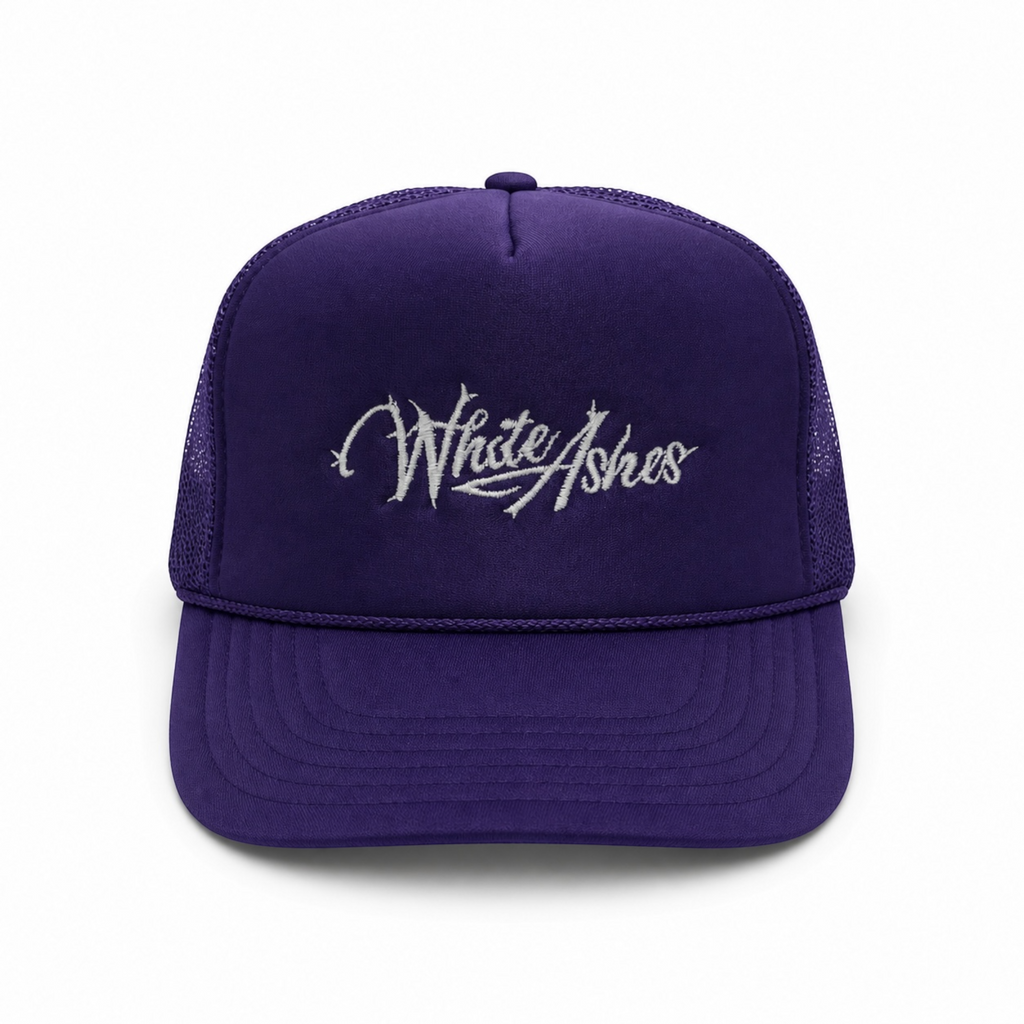 WHITE ASHES TRUCKER HAT (PURPLE REIGN)