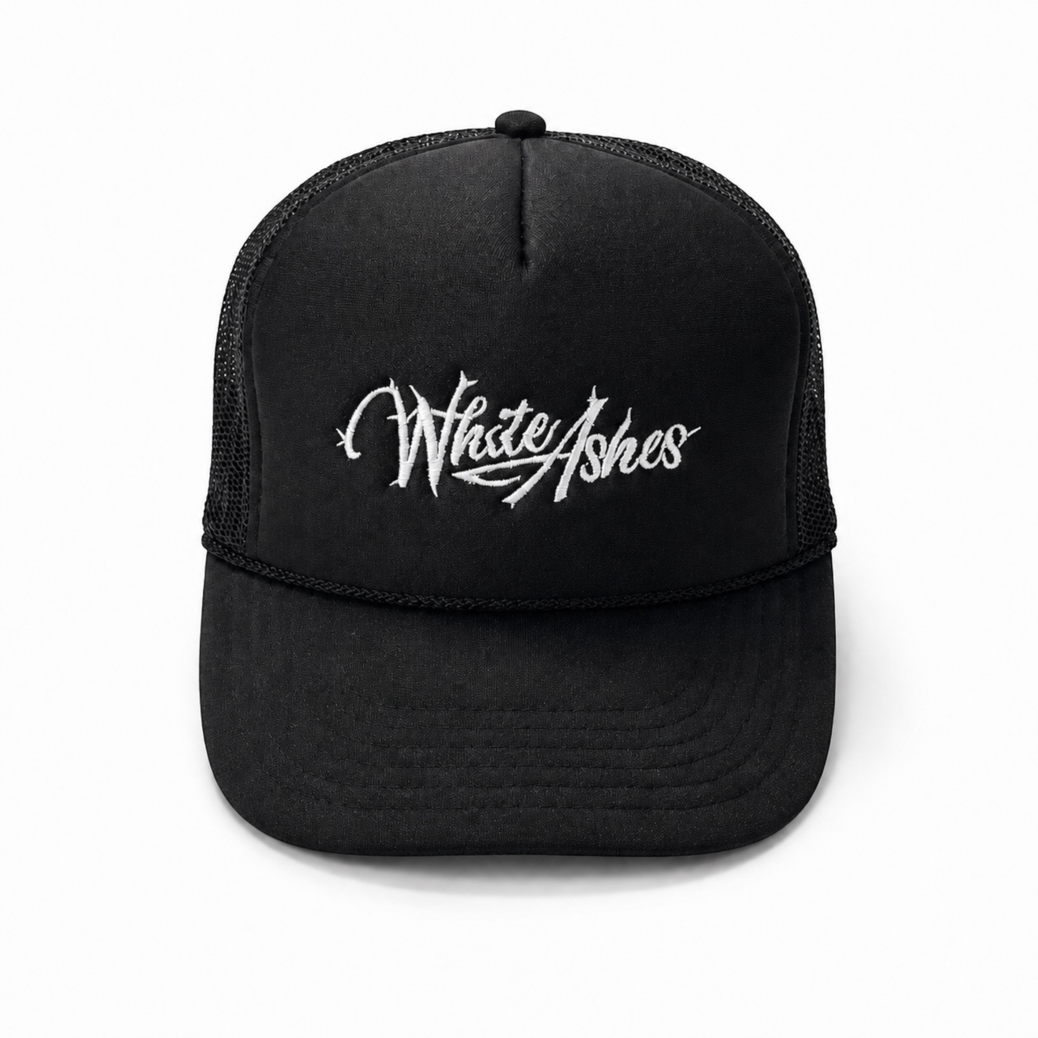 WHITE ASHES TRUCKER HAT (WHITE EMBROIDERY)