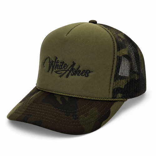 WHITE ASHES TRUCKER HAT (ARMY GREEN)