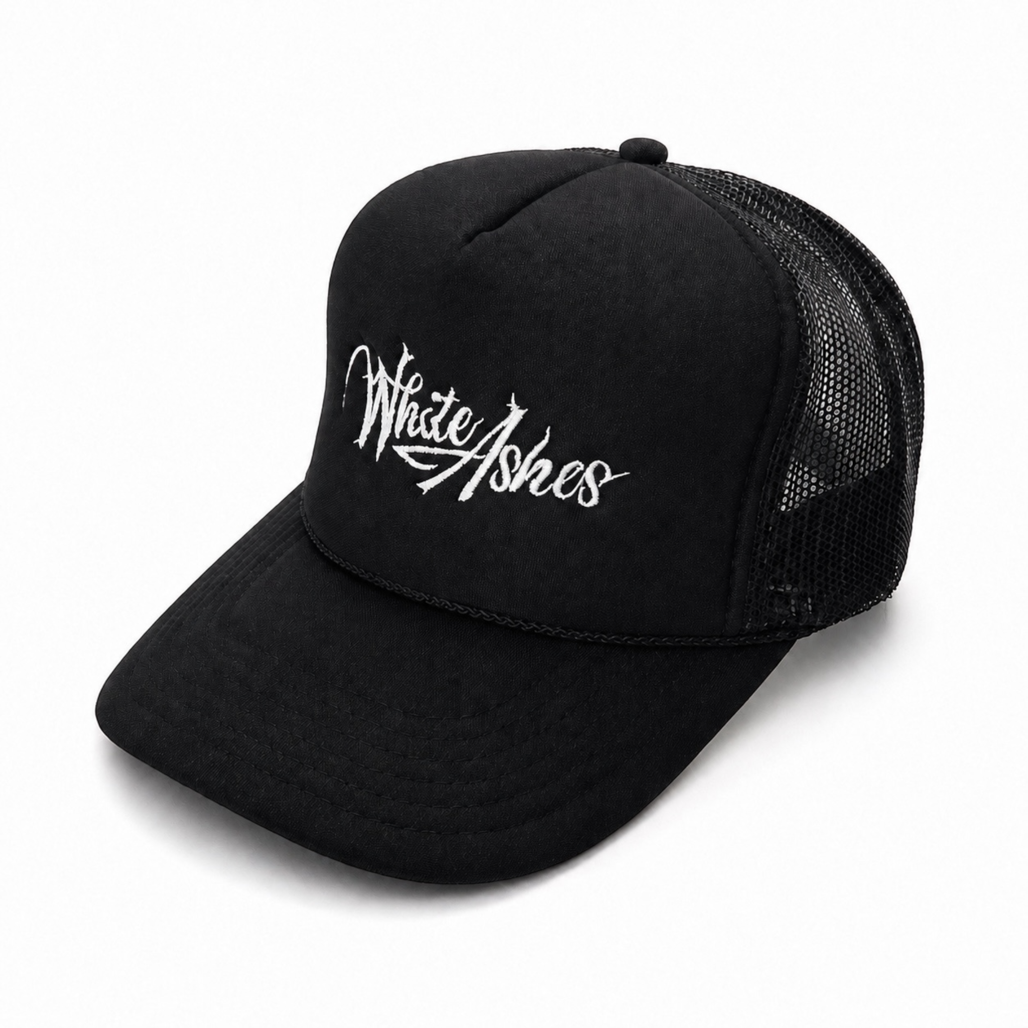 WHITE ASHES TRUCKER HAT (WHITE EMBROIDERY)