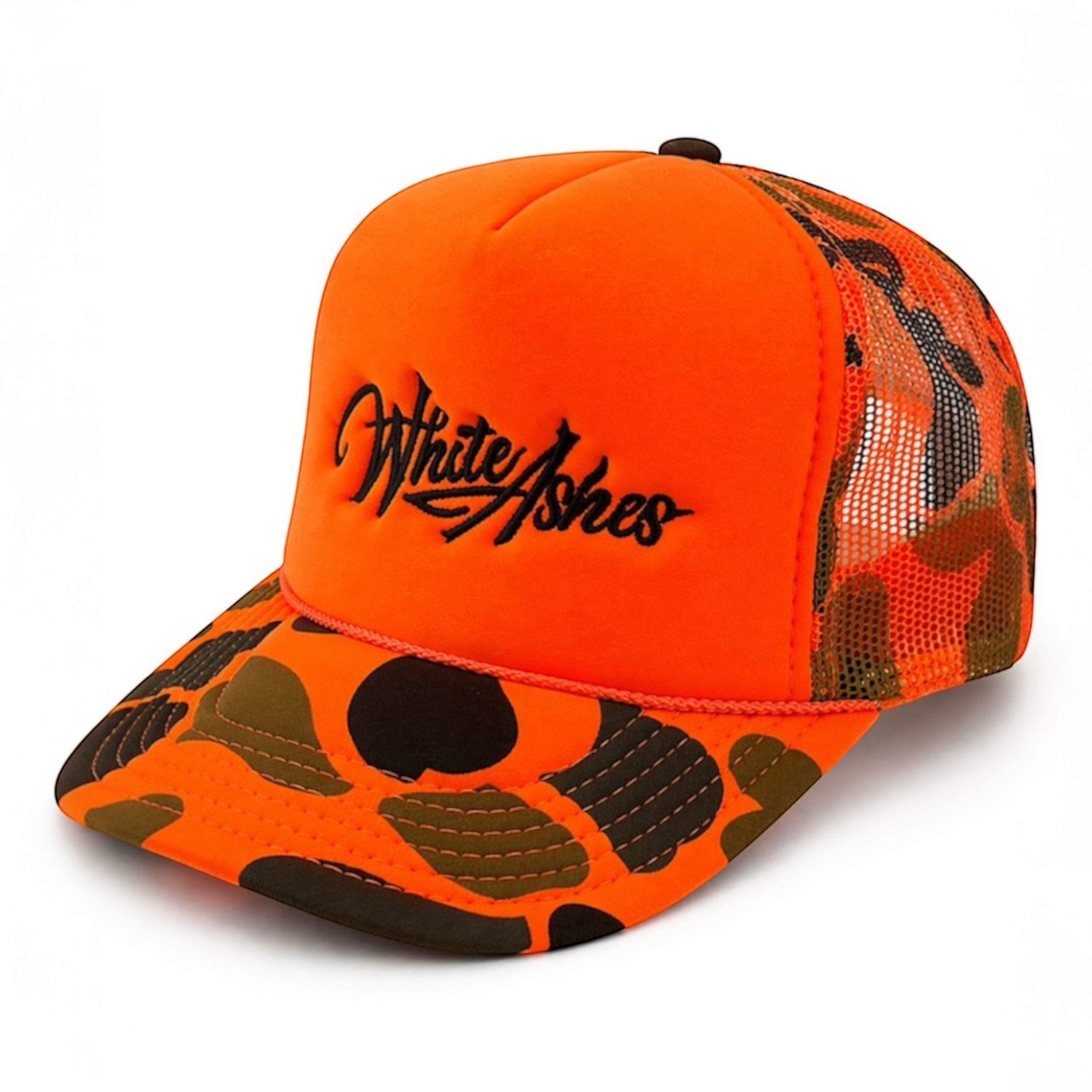 WHITE ASHES TRUCKER HAT (FIRE ORANGE)