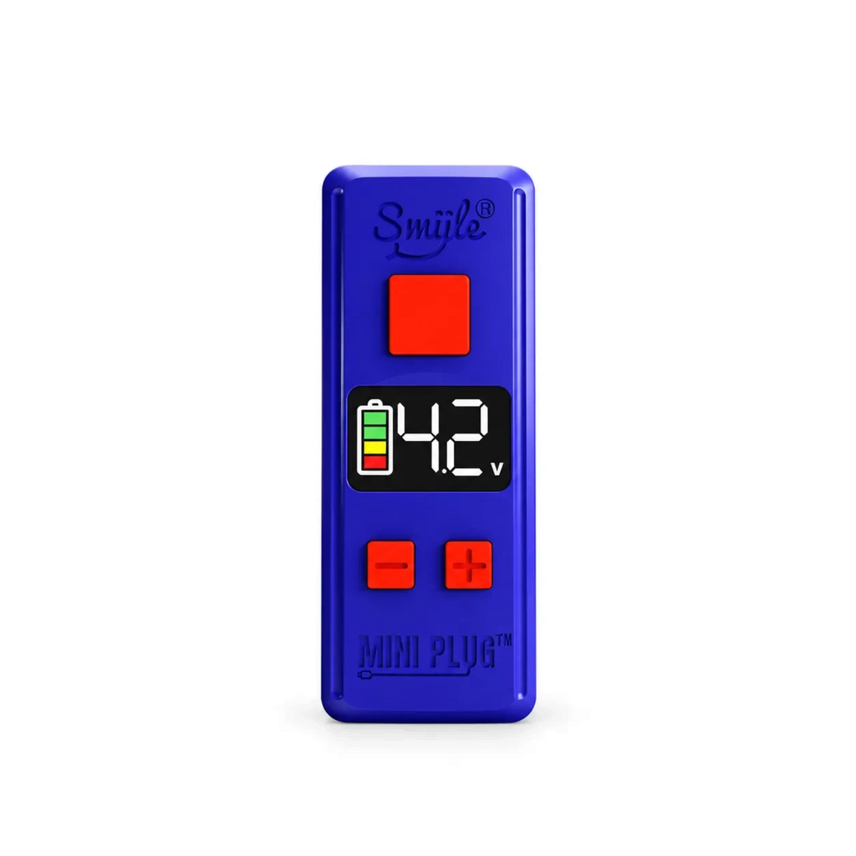 White Ashes Smoke Shop blue SMYLE LABS Mini Plug 510 battery with digital LED screen and adjustable voltage buttons