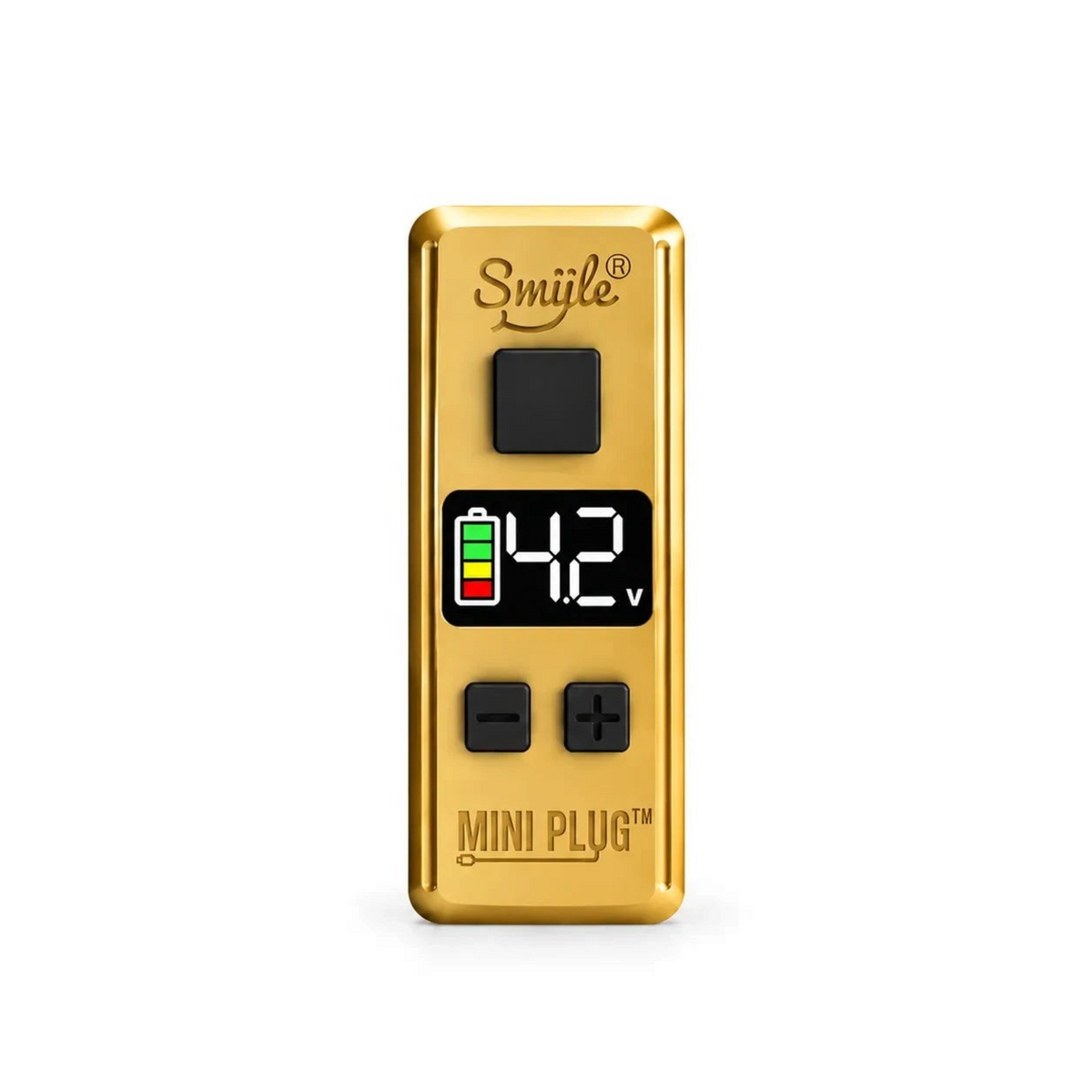 White Ashes Smoke Shop Smüle Mini Plug gold portable vaporizer battery with LED screen and voltage controls