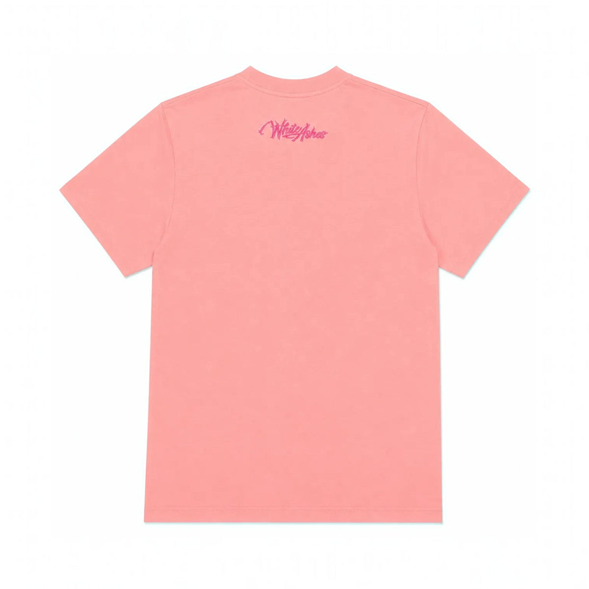 White Ashes Smoke Shop pink cotton crewneck t-shirt with tonal embroidered logo on the upper back