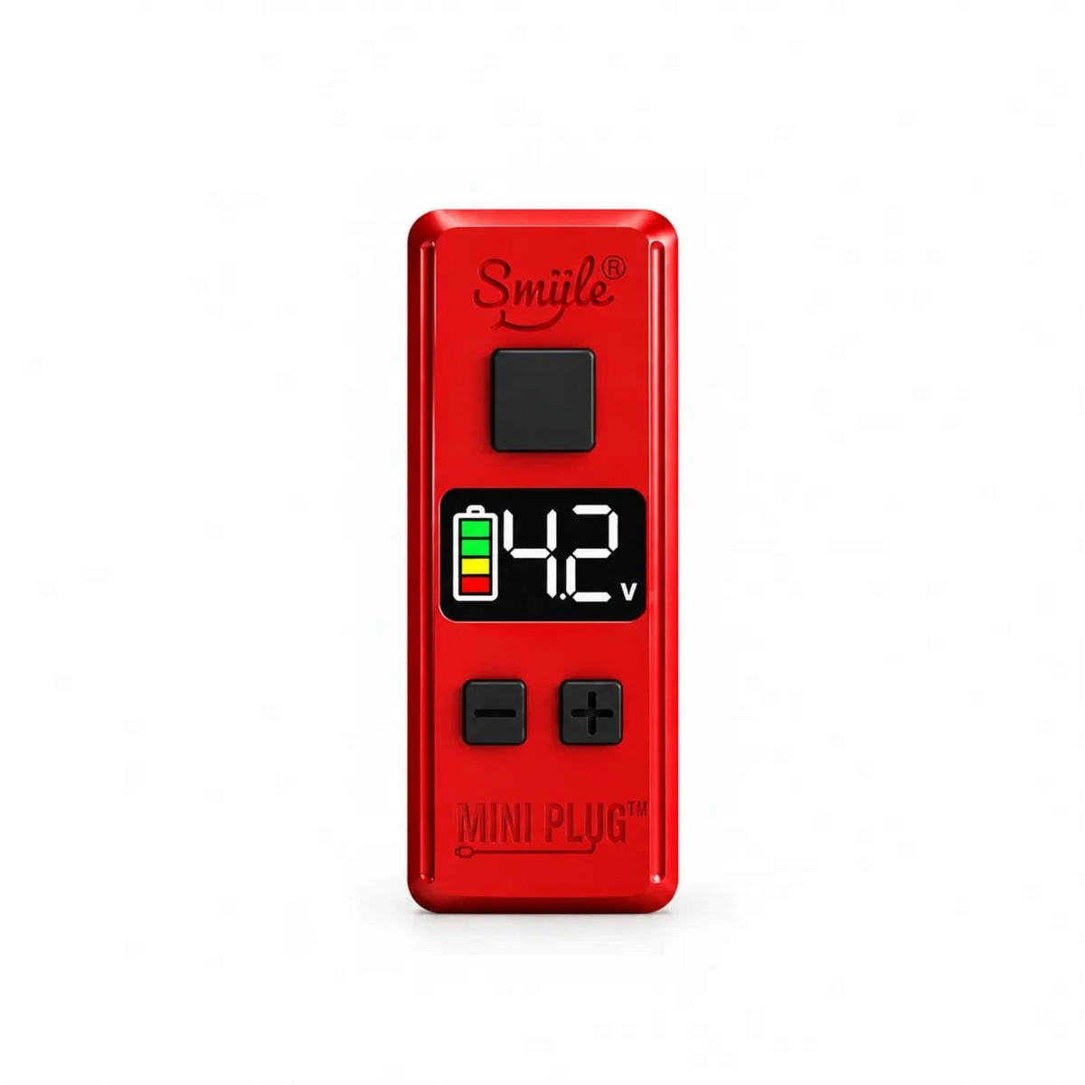 White Ashes Smoke Shop Smüle Mini Plug red 510-thread battery with digital LED display and voltage control buttons