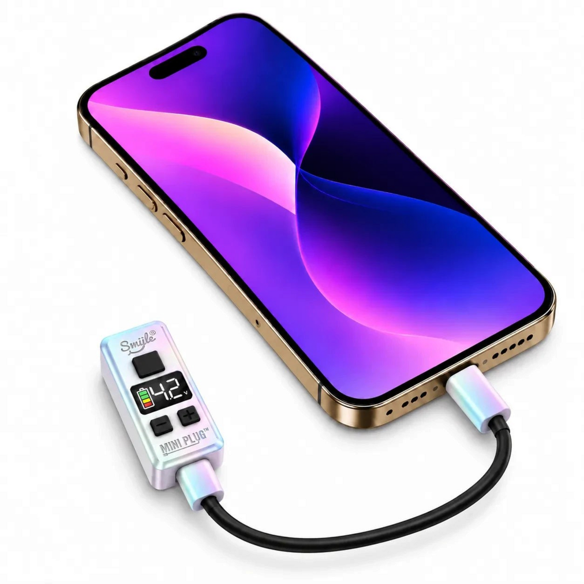 White Ashes Smoke Shop Smiile Mini Plug iridescent 510-thread battery with LED screen charging via smartphone