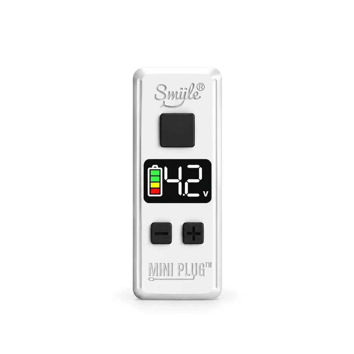 White Ashes Smoke Shop Smiile Mini Plug white portable 510-thread battery vaporizer with LED voltage display screen