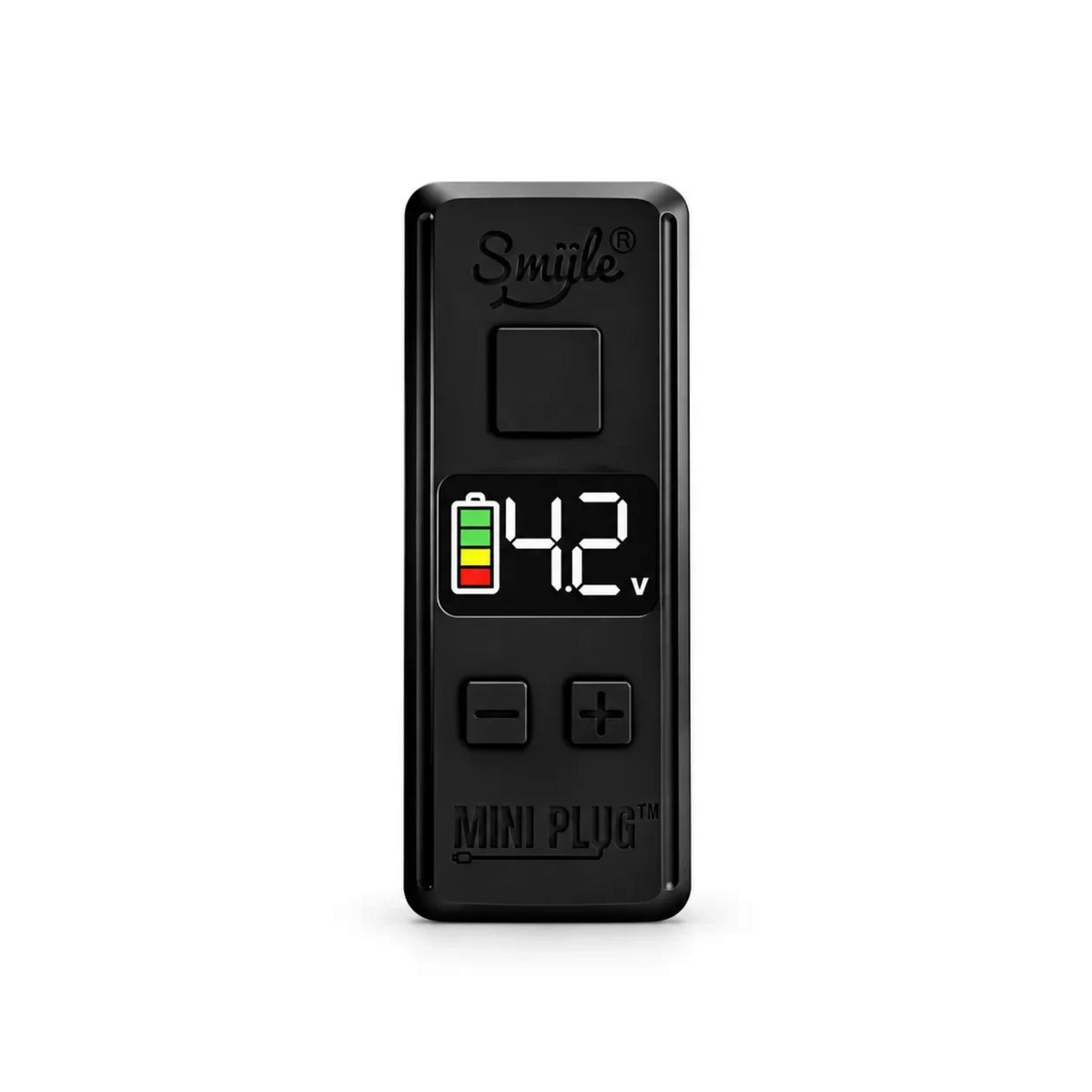 White Ashes Smoke Shop SMYLE LABS Mini Plug 510 battery in black with digital LED display and adjustable voltage
